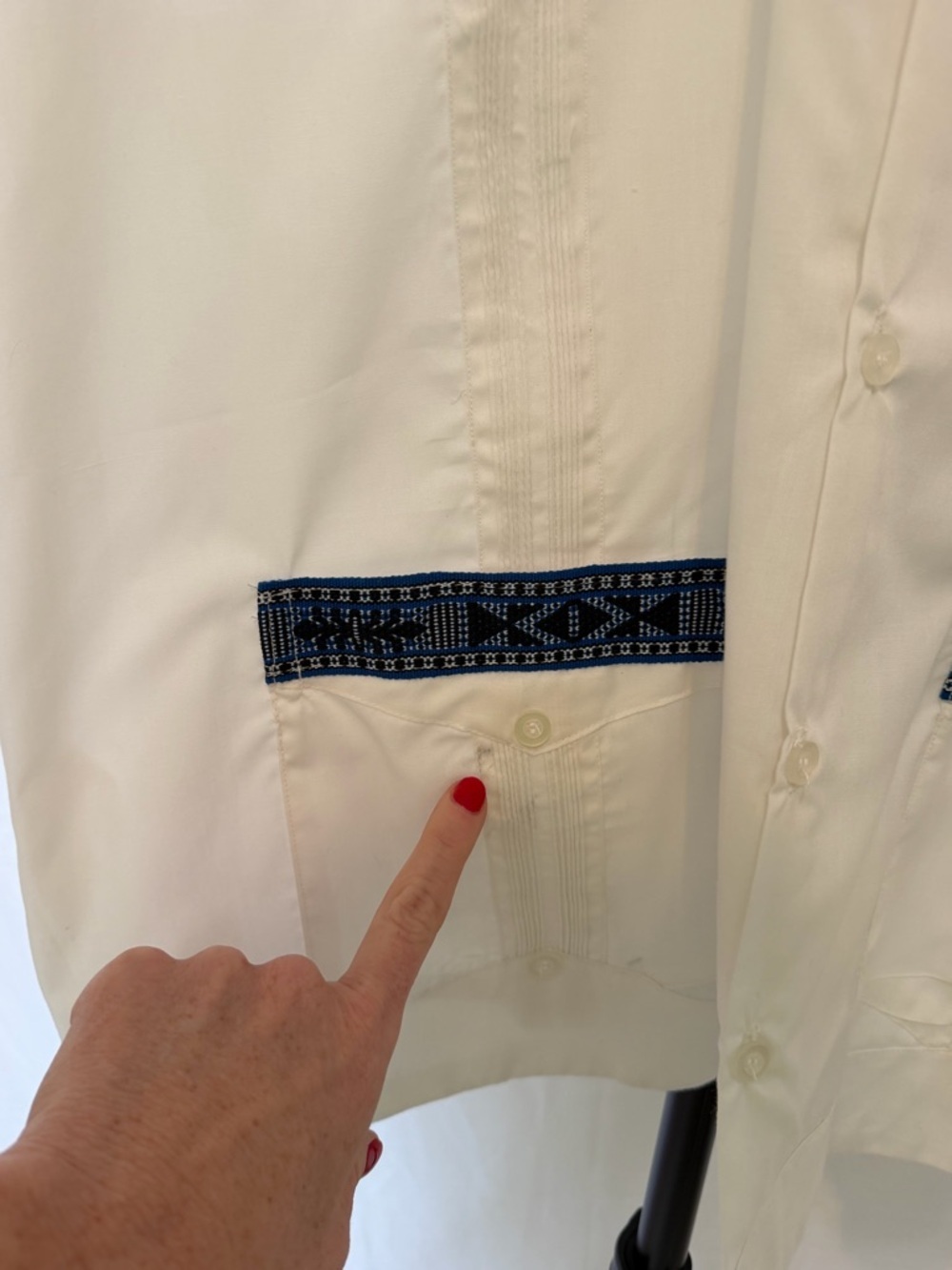 Guayabera Authentica White Embroidered 4-Pocket Guayabera Shirt Men’s Size 44 - Picture 10 of 10